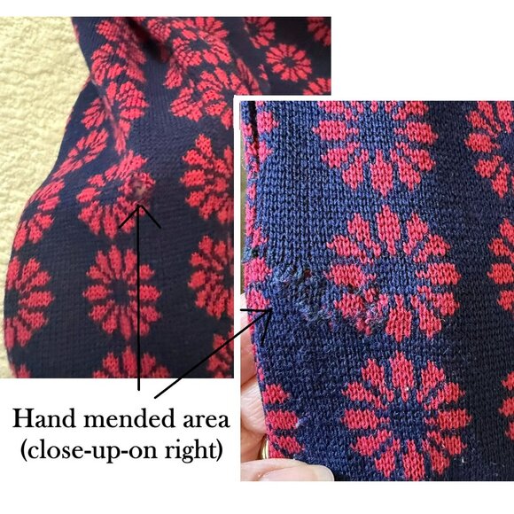 Vintage Knit Sweater Dress Size 14 Red Navy Made in Italy Australian Wool - Picture 6 of 10